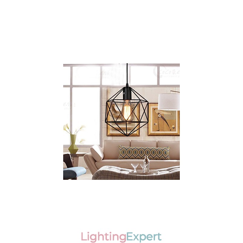 Geometrical Line Diamond Wrought Iron Chandelier Pendant Light Modern Contemporary