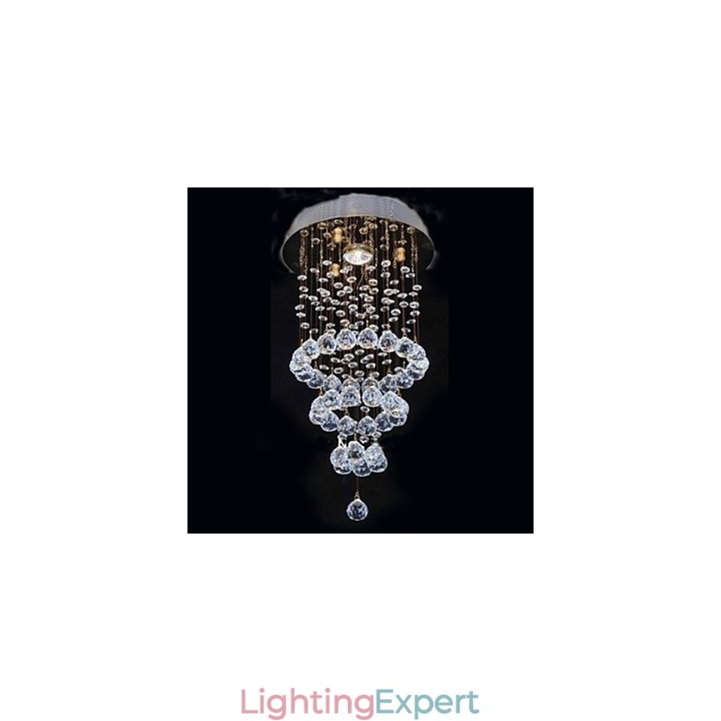 Modern Contemporary Crystal Electroplated Metal Flush Mount