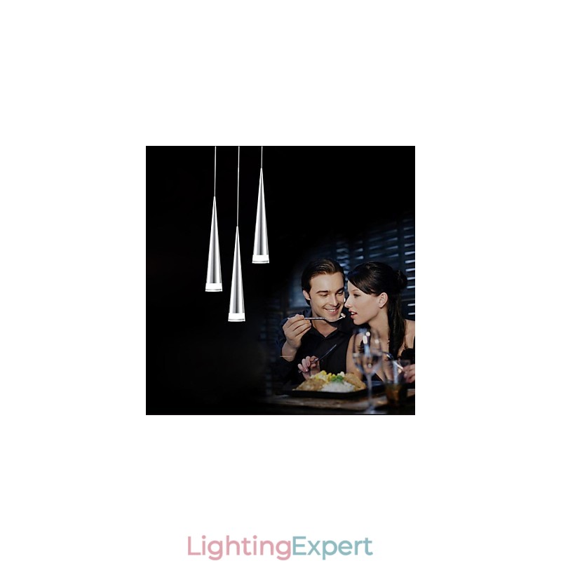 Modern Contemporary Chrome Metal Pendant Light
