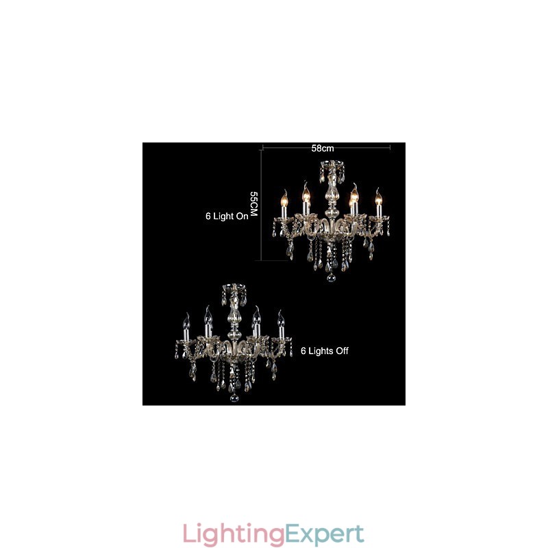6 Lights Luxury Crystal Chandelier Cognac Color K9 Crystal Chandelier