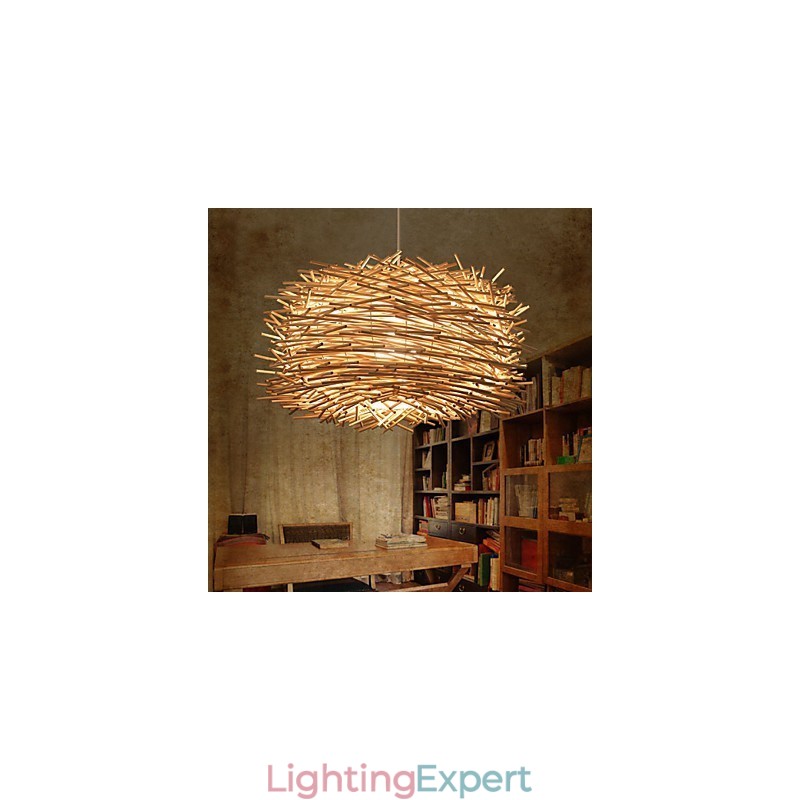 European and American Denss Rattan Weaving Chandelier
