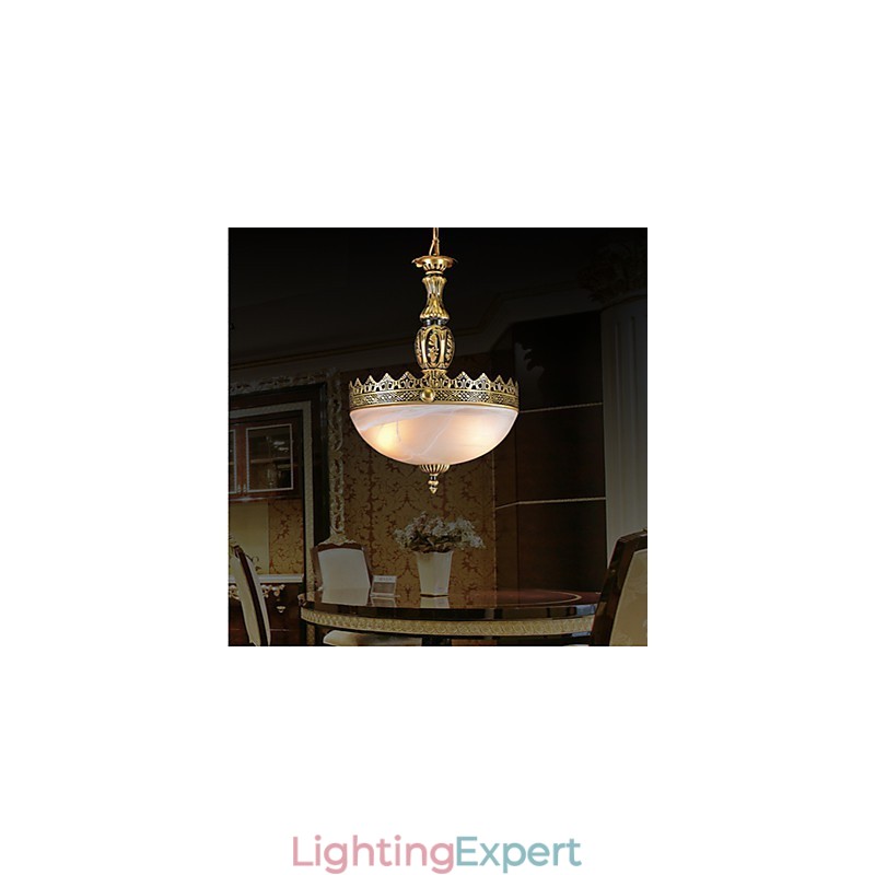 Traditional Classic Vintage Retro Bronze Metal Pendant Light