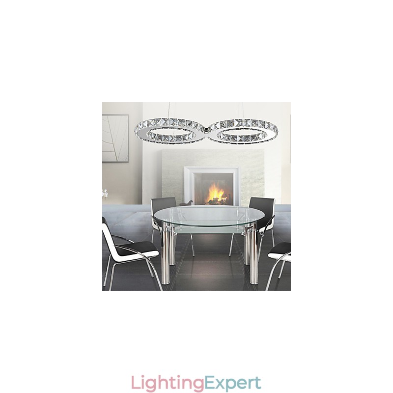 Modern Contemporary Crystal Chrome Metal Pendant Light