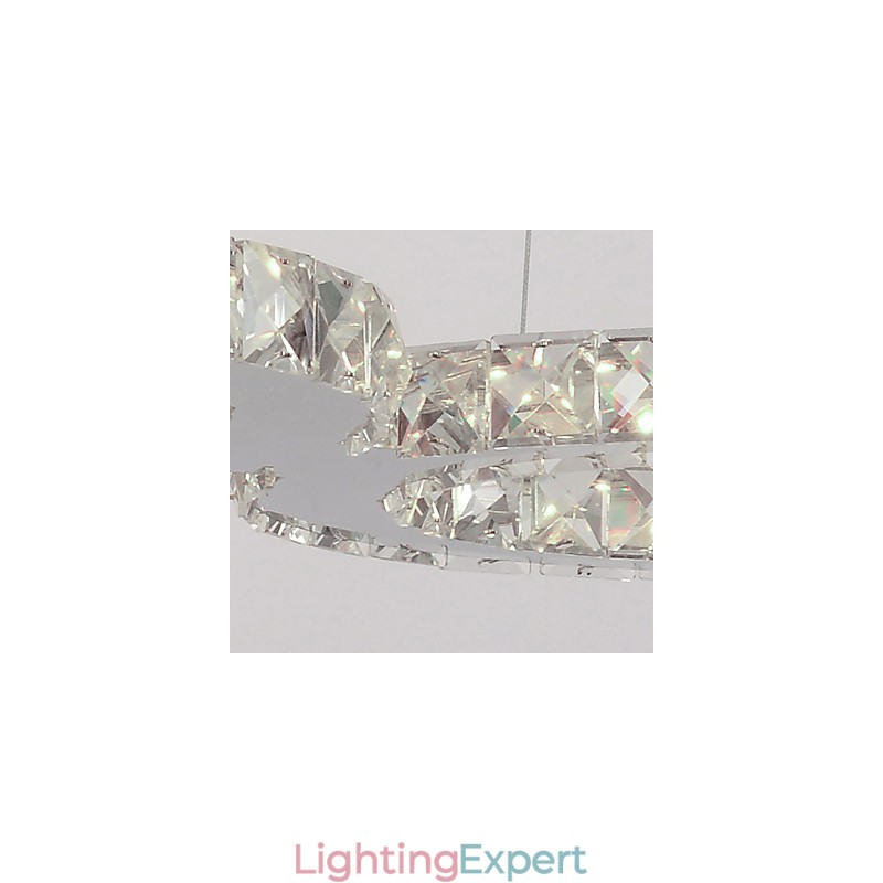 Modern Contemporary Crystal Chrome Metal Pendant Light