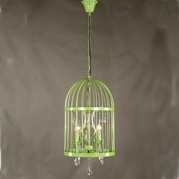 Vintage Iron Cage Staircase Lamp Chandelier Crystal