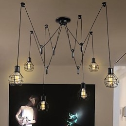6 Lights Country Designers Metal Pendant Light