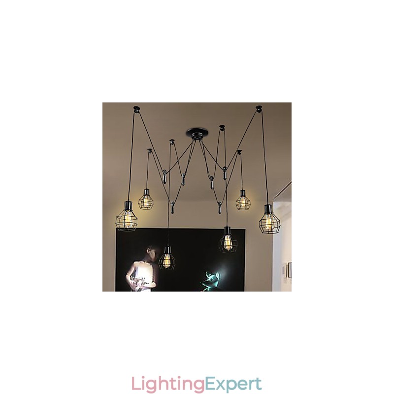 6 Lights Country Designers Metal Pendant Light