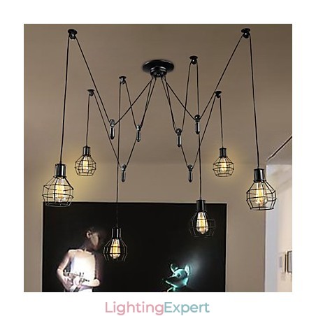 6 Lights Country Designers Metal Pendant Light