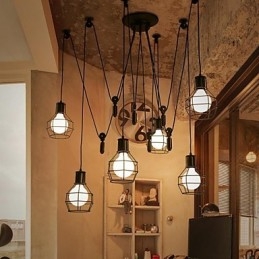 6 Lights Country Designers Metal Pendant Light