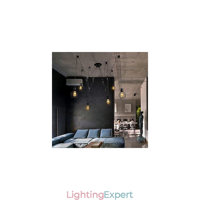 6 Lights Country Designers Metal Pendant Light