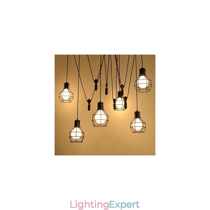 6 Lights Country Designers Metal Pendant Light