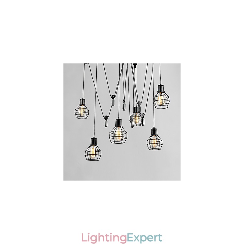 6 Lights Country Designers Metal Pendant Light