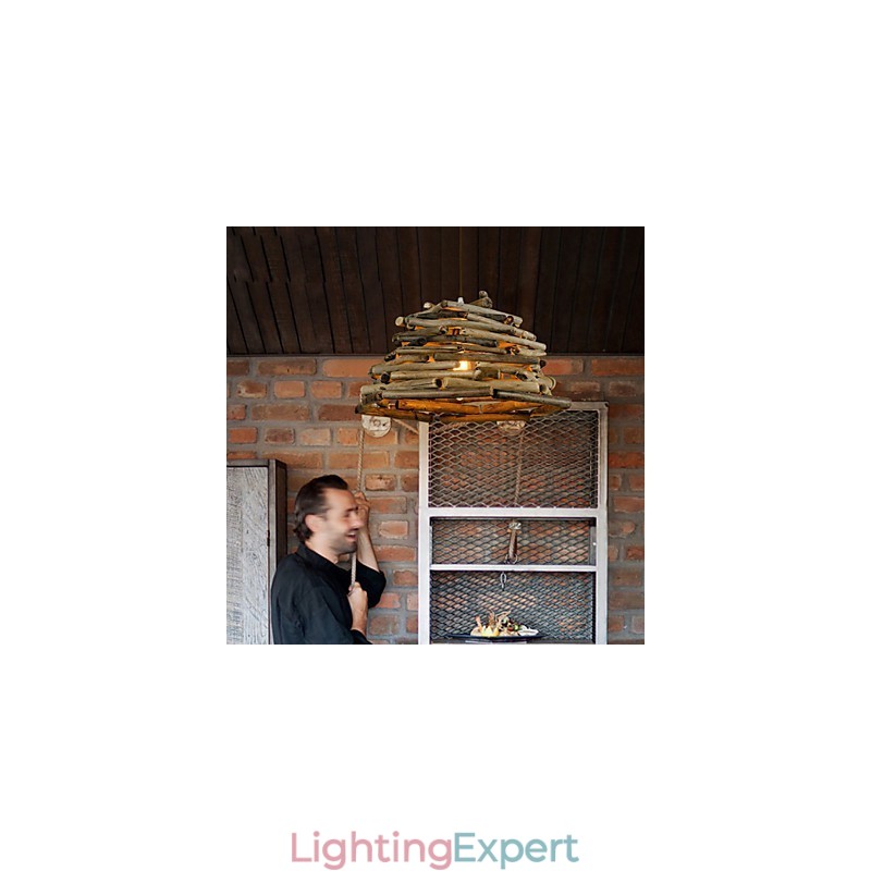 Retro Classic Wooden Ceiling Lights Simple Pendant Lamps Cafe Pendant Lamp