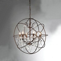 Vintage Crystal Painting Metal Chandelier