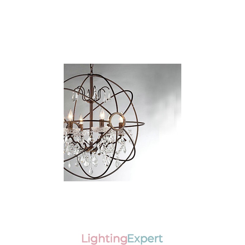 Vintage Crystal Painting Metal Chandelier