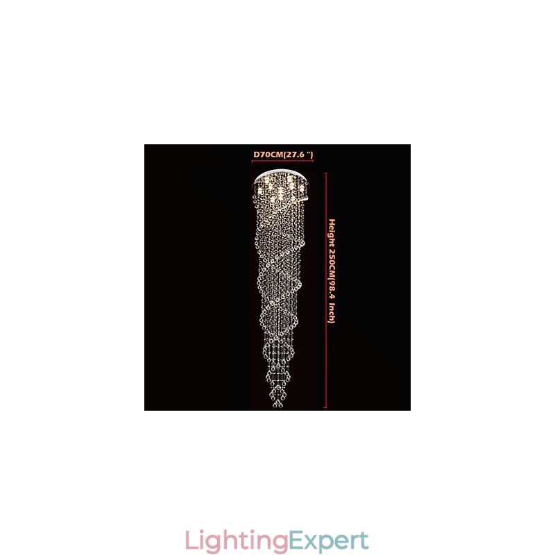 Ceiling Chandelier Light Pendant Light Lamp Lighting Fixtures with K9 Crystal Double Spiral