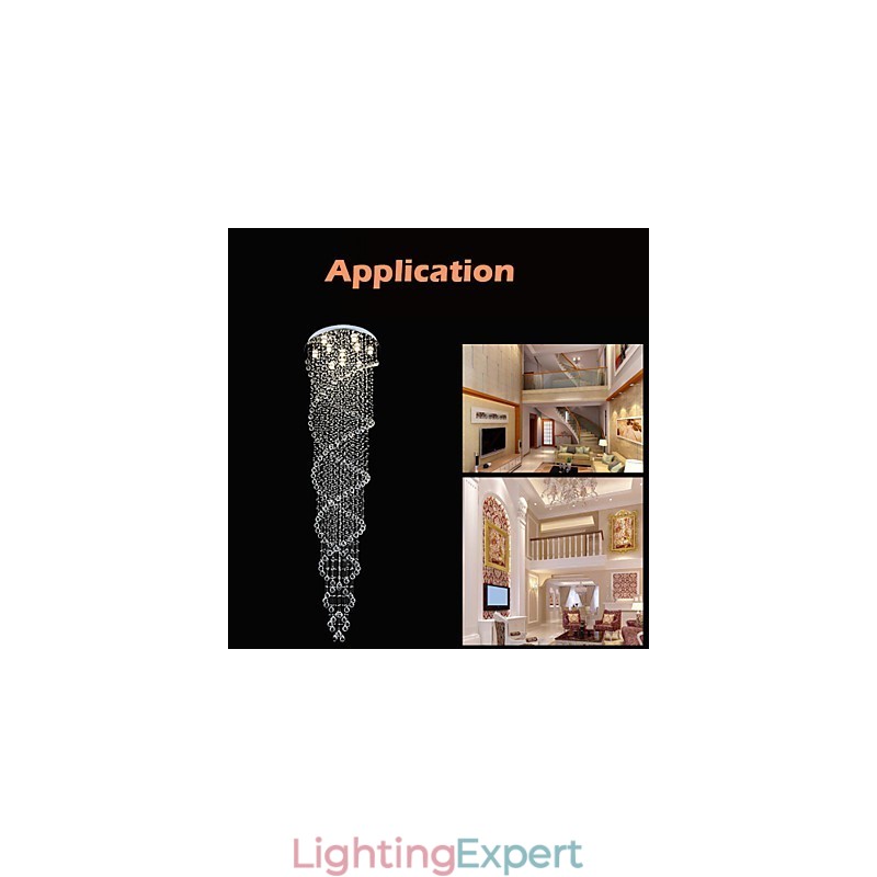 Ceiling Chandelier Light Pendant Light Lamp Lighting Fixtures with K9 Crystal Double Spiral