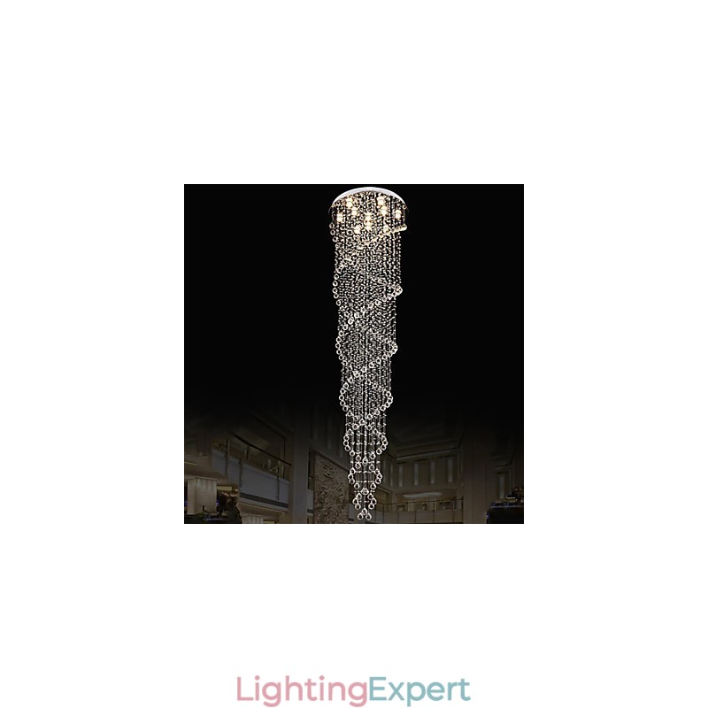 Ceiling Chandelier Light Pendant Light Lamp Lighting Fixtures with K9 Crystal Double Spiral