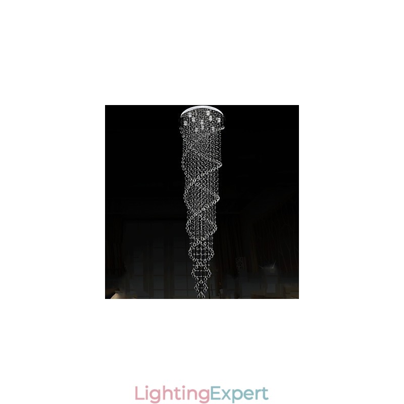 Ceiling Chandelier Light Pendant Light Lamp Lighting Fixtures with K9 Crystal Double Spiral