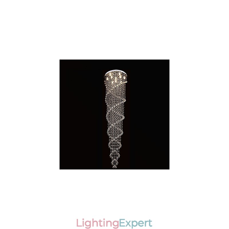 Ceiling Chandelier Light Pendant Light Lamp Lighting Fixtures with K9 Crystal Double Spiral