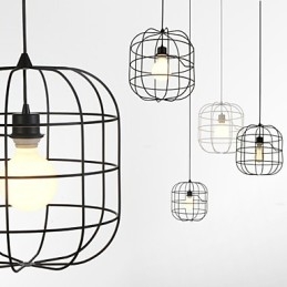 Mini Artistic Birdcage Pendant Lamp 1 Light Mordern Simplicity Finish Black White Metal Carbon Steel Droplight