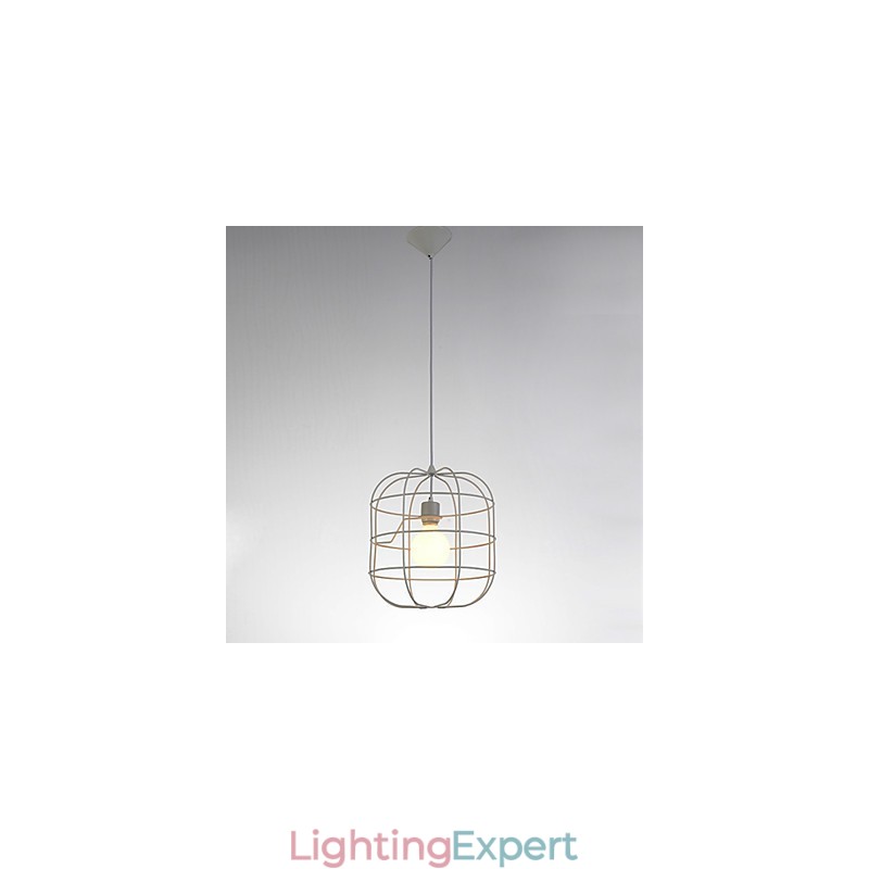 Mini Artistic Birdcage Pendant Lamp 1 Light Mordern Simplicity Finish Black White Metal Carbon Steel Droplight