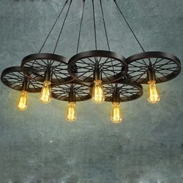 Loft Pendant Light Wheel Chandelier Rustic Vintage Retro Country Dining Metal+Painting