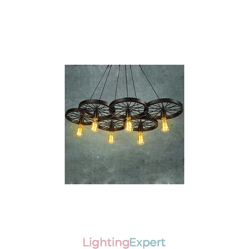 Loft Pendant Light Wheel Chandelier Rustic Vintage Retro Country Dining Metal+Painting