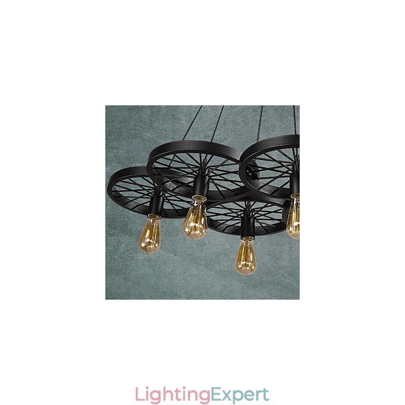 Loft Pendant Light Wheel Chandelier Rustic Vintage Retro Country Dining Metal+Painting