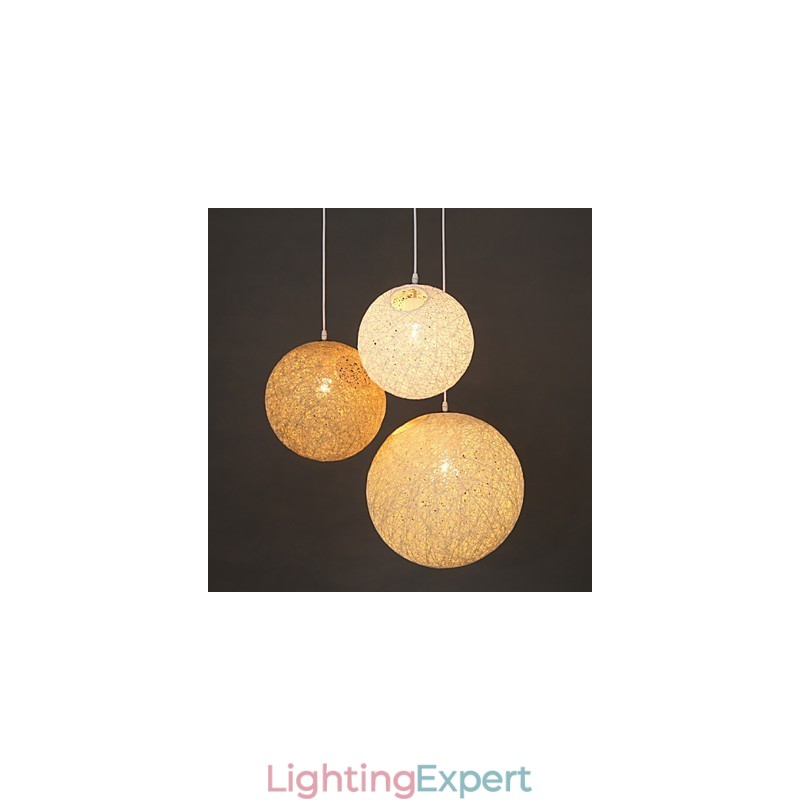 Contemporary And Contracted Spherical Cany Art Lamp Hemp Ball Pendant Lamp Light
