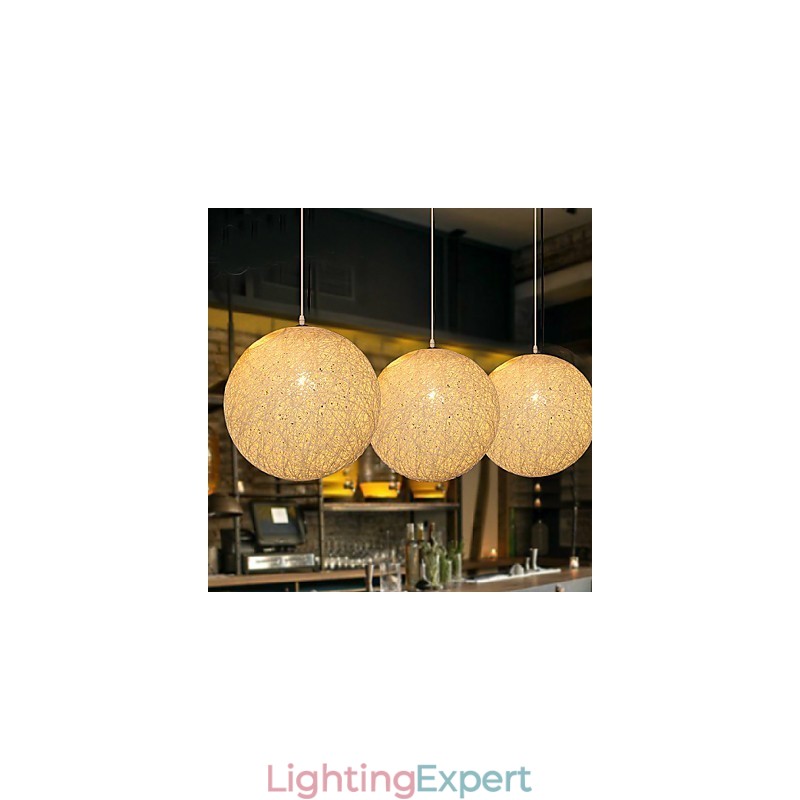Contemporary And Contracted Spherical Cany Art Lamp Hemp Ball Pendant Lamp Light