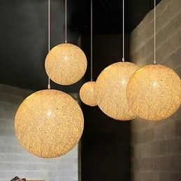 Contemporary And Contracted Spherical Cany Art Lamp Hemp Ball Pendant Lamp Light