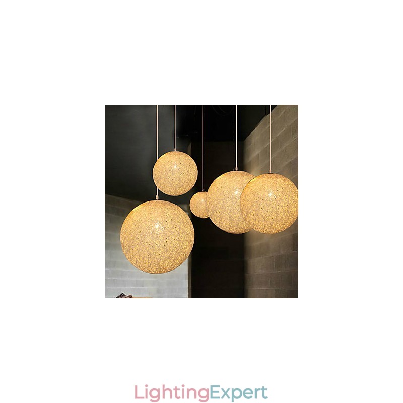 Contemporary And Contracted Spherical Cany Art Lamp Hemp Ball Pendant Lamp Light