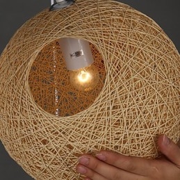 Contemporary And Contracted Spherical Cany Art Lamp Hemp Ball Pendant Lamp Light