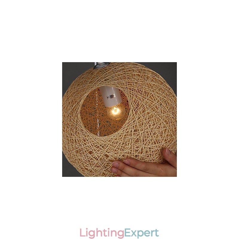 Contemporary And Contracted Spherical Cany Art Lamp Hemp Ball Pendant Lamp Light