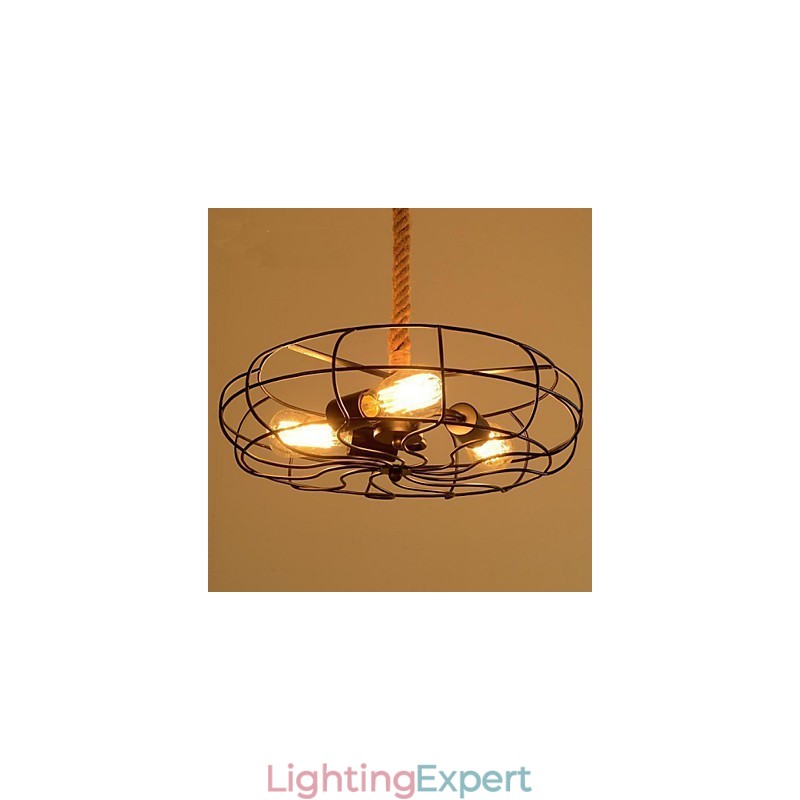 Vintage American Lron Rope Creative Industrial Fan Chandelier