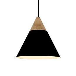 Mini Artistic Cone Pendant Lamp 1 Light Mordern Simplicity Finish Black White Yellow Aluminum & Wooden Droplight