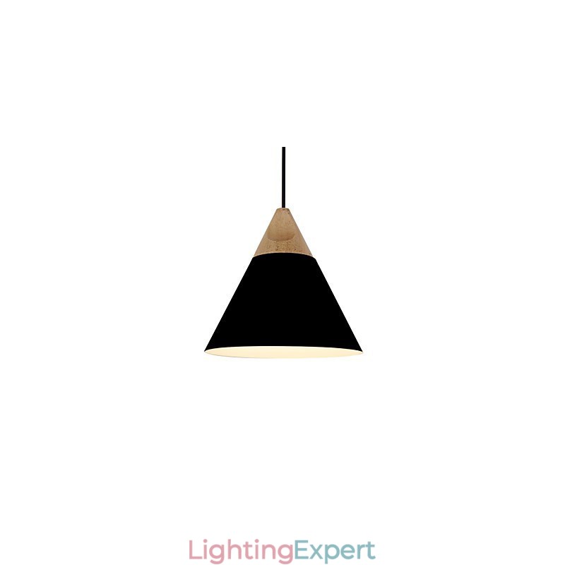 Mini Artistic Cone Pendant Lamp 1 Light Mordern Simplicity Finish Black White Yellow Aluminum & Wooden Droplight