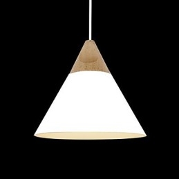 Mini Artistic Cone Pendant Lamp 1 Light Mordern Simplicity Finish Black White Yellow Aluminum & Wooden Droplight