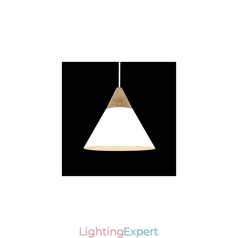 Mini Artistic Cone Pendant Lamp 1 Light Mordern Simplicity Finish Black White Yellow Aluminum & Wooden Droplight