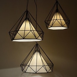 Diamond Mini Pendant Lamp 1 Light Modern Simplicity Black & White Finished Carbon Steel Cloth Droplight