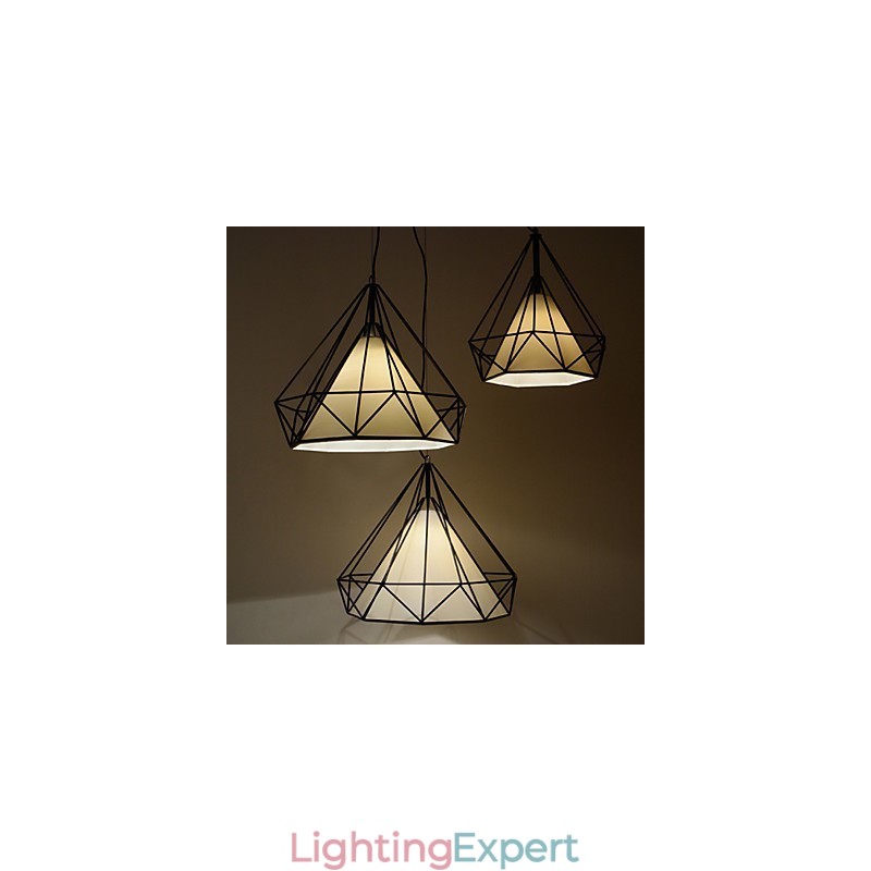 Diamond Mini Pendant Lamp 1 Light Modern Simplicity Black & White Finished Carbon Steel Cloth Droplight