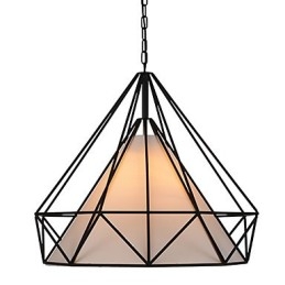 Diamond Mini Pendant Lamp 1 Light Modern Simplicity Black & White Finished Carbon Steel Cloth Droplight