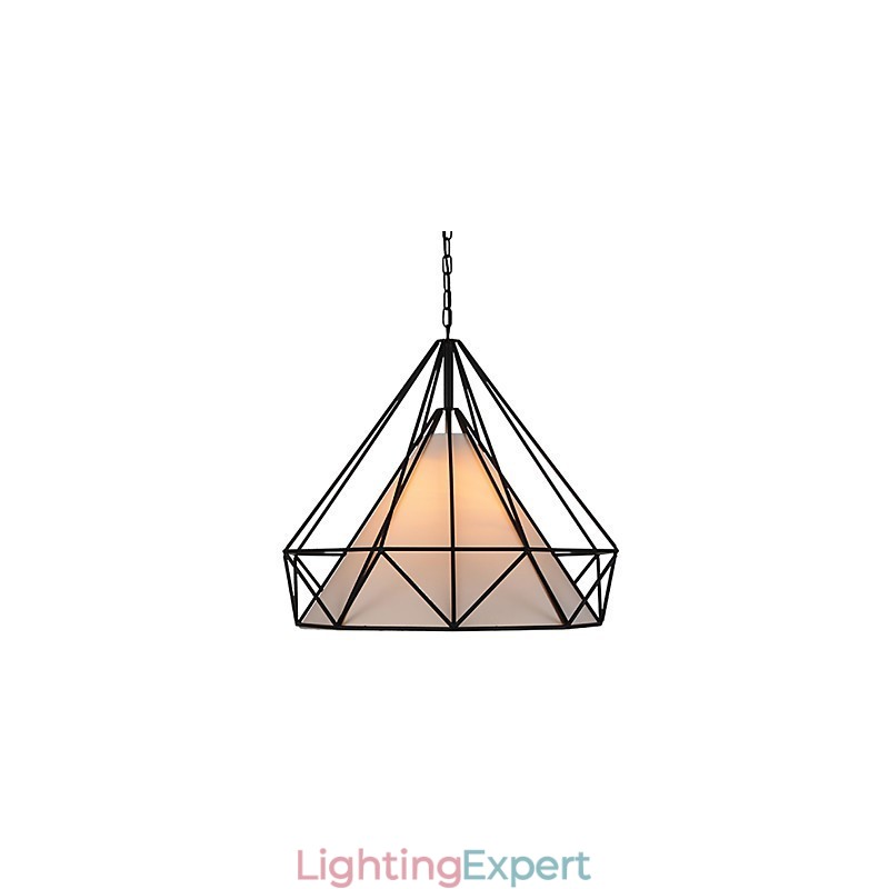 Diamond Mini Pendant Lamp 1 Light Modern Simplicity Black & White Finished Carbon Steel Cloth Droplight