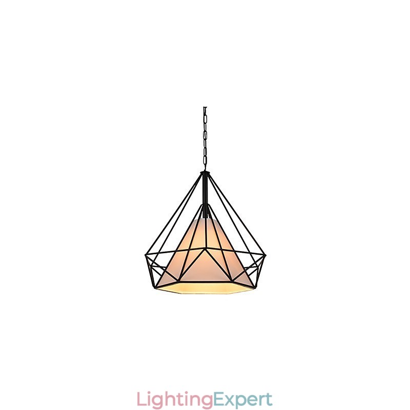 Diamond Mini Pendant Lamp 1 Light Modern Simplicity Black & White Finished Carbon Steel Cloth Droplight