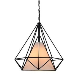 Diamond Mini Pendant Lamp 1 Light Modern Simplicity Black & White Finished Carbon Steel Cloth Droplight