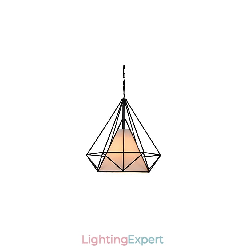 Diamond Mini Pendant Lamp 1 Light Modern Simplicity Black & White Finished Carbon Steel Cloth Droplight