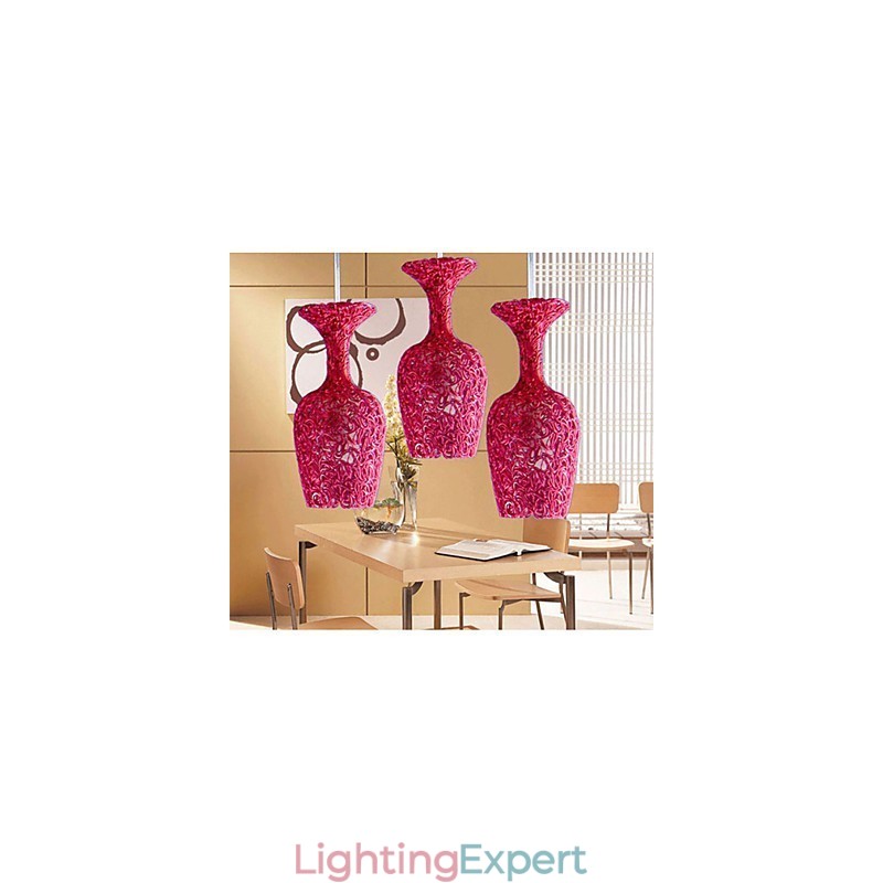 Woven Aluminum Chandelier With Three Head Lamp Apple