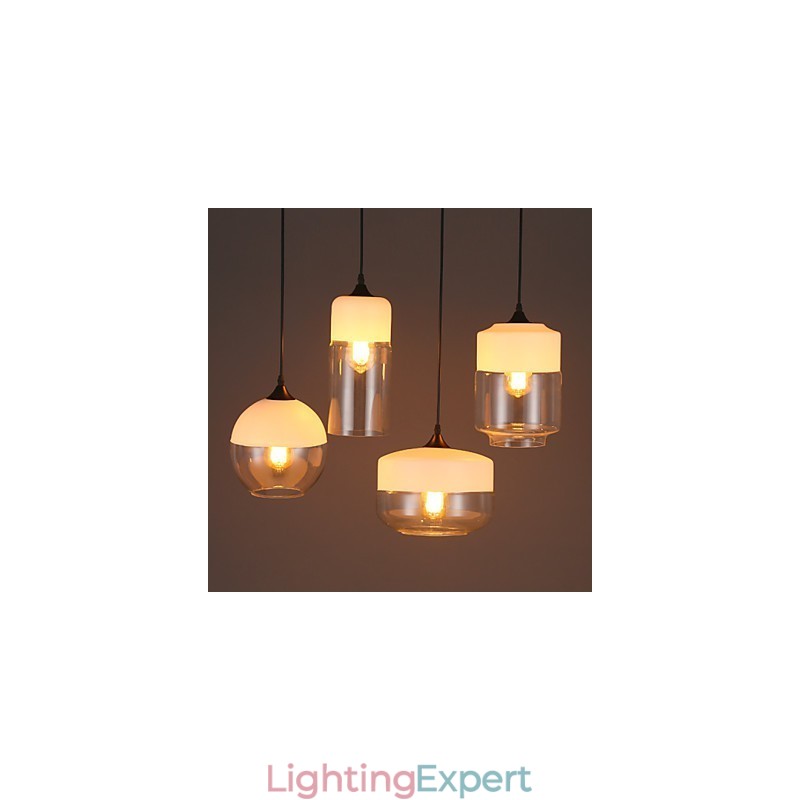 The Nordic Creative Stair Shop'S Art Wrought Iron Glass Chandelier Lamp