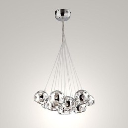 Modern Contemporary Globe Chrome Metal Pendant Light